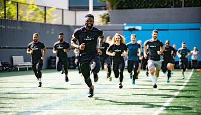 Ilustración de personas entrenando en grupo, representando la comunidad de TRIBUFIT. Ilustración de personas entrenando en grupo, representando la comunidad de TRIBUFIT.